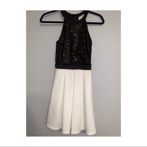 Black and white sequin dress